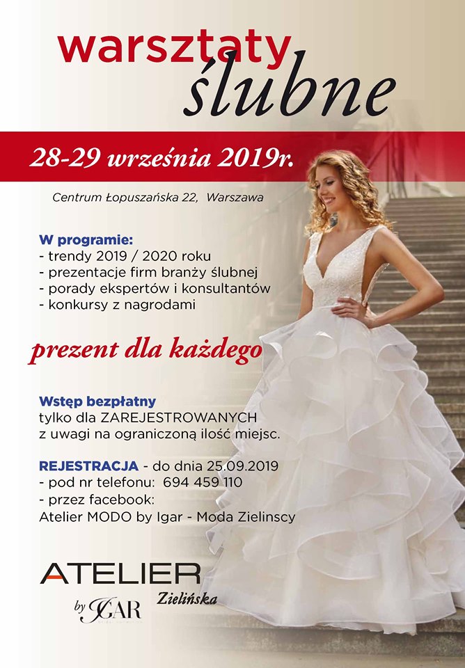 Nowe sukienki ślubne na rok 2020 – warsztaty ślubne i pokaz mody ślubnej